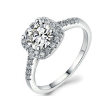 1Carat Square Diamond Ring Silver Engagement Women Jewelry