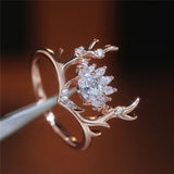 Princess Zircon Ring For Woman Lovely Rose Gold Wedding Jewellery