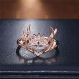 Princess Zircon Ring For Woman Lovely Rose Gold Wedding Jewellery