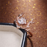 Princess Zircon Ring For Woman Lovely Rose Gold Wedding Jewellery