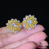 cute Big AAA Cubic Zirconia 925 silver Stud Earrings Fashionable Flower