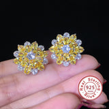 cute Big AAA Cubic Zirconia 925 silver Stud Earrings Fashionable Flower