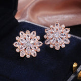 cute Big AAA Cubic Zirconia 925 silver Stud Earrings Fashionable Flower