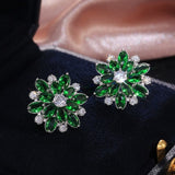 cute Big AAA Cubic Zirconia 925 silver Stud Earrings Fashionable Flower