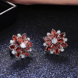 cute Big AAA Cubic Zirconia 925 silver Stud Earrings Fashionable Flower