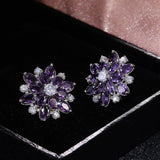 cute Big AAA Cubic Zirconia 925 silver Stud Earrings Fashionable Flower