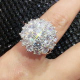 Sharp Flower Zircon Engagement Ring S925 for Women Wedding Jewelry