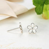 White Enamel Clear Zircon Stud Earring 925 Sterling Silver Jewelry