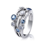 Trendy 3 Row Zircon Design Ring 925S Silver for Women Jewelry