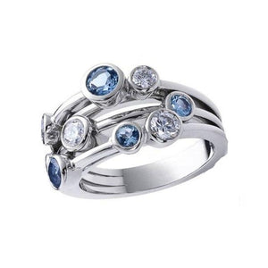 Trendy 3 Row Zircon Design Ring 925S Silver for Women Jewelry