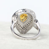 Luxury Yellow Heart Sterling Silver Engagement Ring Women Lady Anniversary Gift