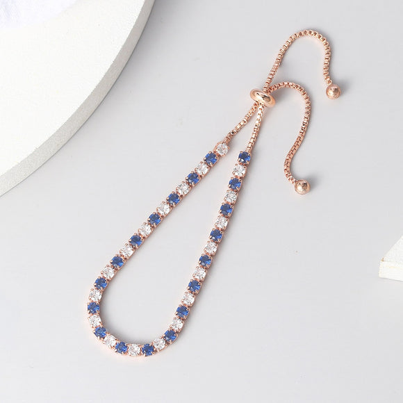 Simple Blue Round Zircon Bracelet For Women Rose Gold Jewerly