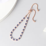 Simple Blue Round Zircon Bracelet For Women Rose Gold Jewerly