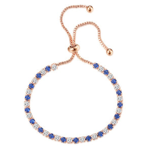 Simple Blue Round Zircon Bracelet For Women Rose Gold Jewerly