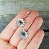 Antique Silver Flower Drop Earring for Women Ethnic Pendant Jewelry