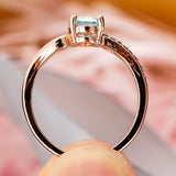 Classic Light Blue Ring For Women 14K Rose Gold Engagement Jewelry