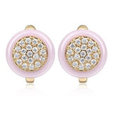 Pink Ceramic Gold Stud Earrings For Women Jewelry