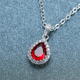 Water Drop Red Ruby Pendant Necklace rose gold For Women Necklace