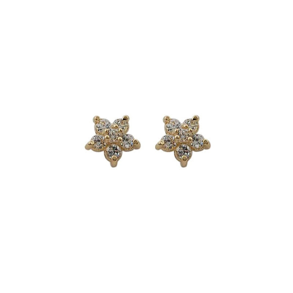 White Gemstone 14k Gold Star Earrings Zircon Women Wedding Jewelry