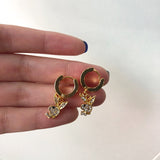 Trendy Rhinestone Rabbit Dangle Stainless Steel Ear Buckle Women Jewelry