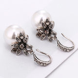 Charming Fresh Pearl Earrings Inlaid Rhinestones Wedding Jewelry For Women