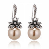 Charming Fresh Pearl Earrings Inlaid Rhinestones Wedding Jewelry For Women