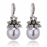 Charming Fresh Pearl Earrings Inlaid Rhinestones Wedding Jewelry For Women