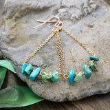 Vintage Handmade Bohemian Leaf Flower Blue Earrings Women Tribal Jewelry