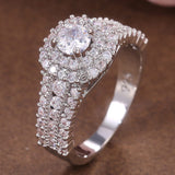 White Sapphire Gemstone Ring 925 Silver Women's Wedding Jewelry