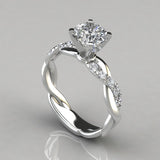 Double Gold Zircon Ring for Women AAA White Jewelry