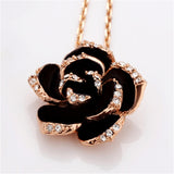 Enamel Flower Jewelry Set Rose Gold Black for Women Wedding Jewelry