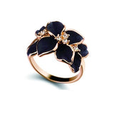 Enamel Flower Jewelry Set Rose Gold Black for Women Wedding Jewelry