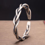 Retro Three-strand Twist Silver Bracelet Jewelry Adjustable Opening