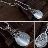 Vintage Opal Pendant Necklaces Drop Earrings Women Jewelry Sets