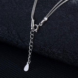 Silver Heart Pendant Necklace Double Layer Chain For Women Jewelry