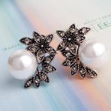 Charming Fresh Pearl Earrings Inlaid Rhinestones Wedding Jewelry For Women