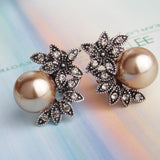 Charming Fresh Pearl Earrings Inlaid Rhinestones Wedding Jewelry For Women