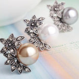 Charming Fresh Pearl Earrings Inlaid Rhinestones Wedding Jewelry For Women