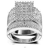 Princess cut Diamond Engagement Ring set 925 Silver Women Jewelry