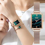 ROSE GOLD SQUARE DIAL FOR WOMEN BRACELET WATCH