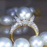 Natural Freshwater Pearl Ring for Women Statement Jewelry