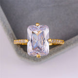 Clear Zircon Square Gemstone Ring Gold For Women Wedding Jewelry