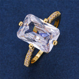 Clear Zircon Square Gemstone Ring Gold For Women Wedding Jewelry