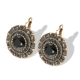 Antique Gold Black Zircone Stud Earrings For Women Wedding Jewelry