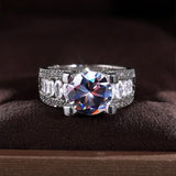 Bridal Silver Round Zircon Ring For Women Wedding Statement Jewelry