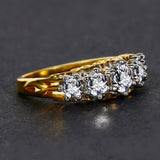 Classic Zircon Gemstone Ring Gold Party Anniversary Fine Jewelry