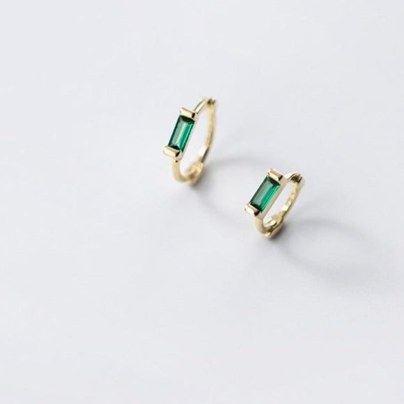 Vintage Green Emerald Earrings for Women Genuine 925 Silver Jewelry