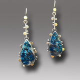 Vintage Handmade Bohemian Leaf Flower Blue Earrings Women Tribal Jewelry