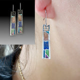 Vintage Handmade Bohemian Leaf Flower Blue Earrings Women Tribal Jewelry