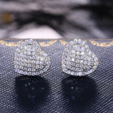 Shiny Heart Stud Earrings Silver for Women Wedding Jewelry